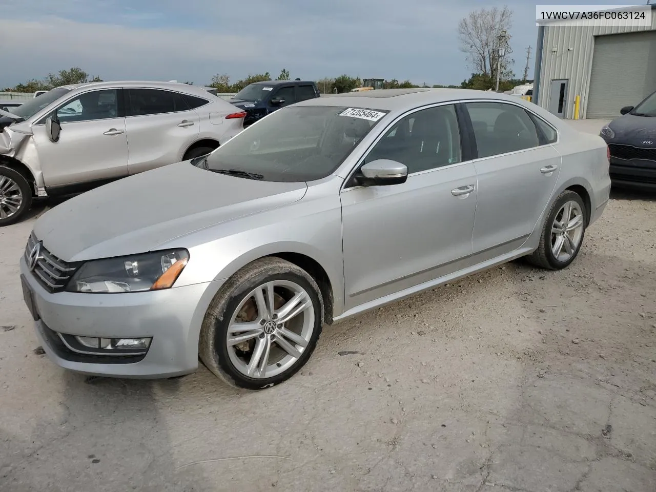 1VWCV7A36FC063124 2015 Volkswagen Passat Sel