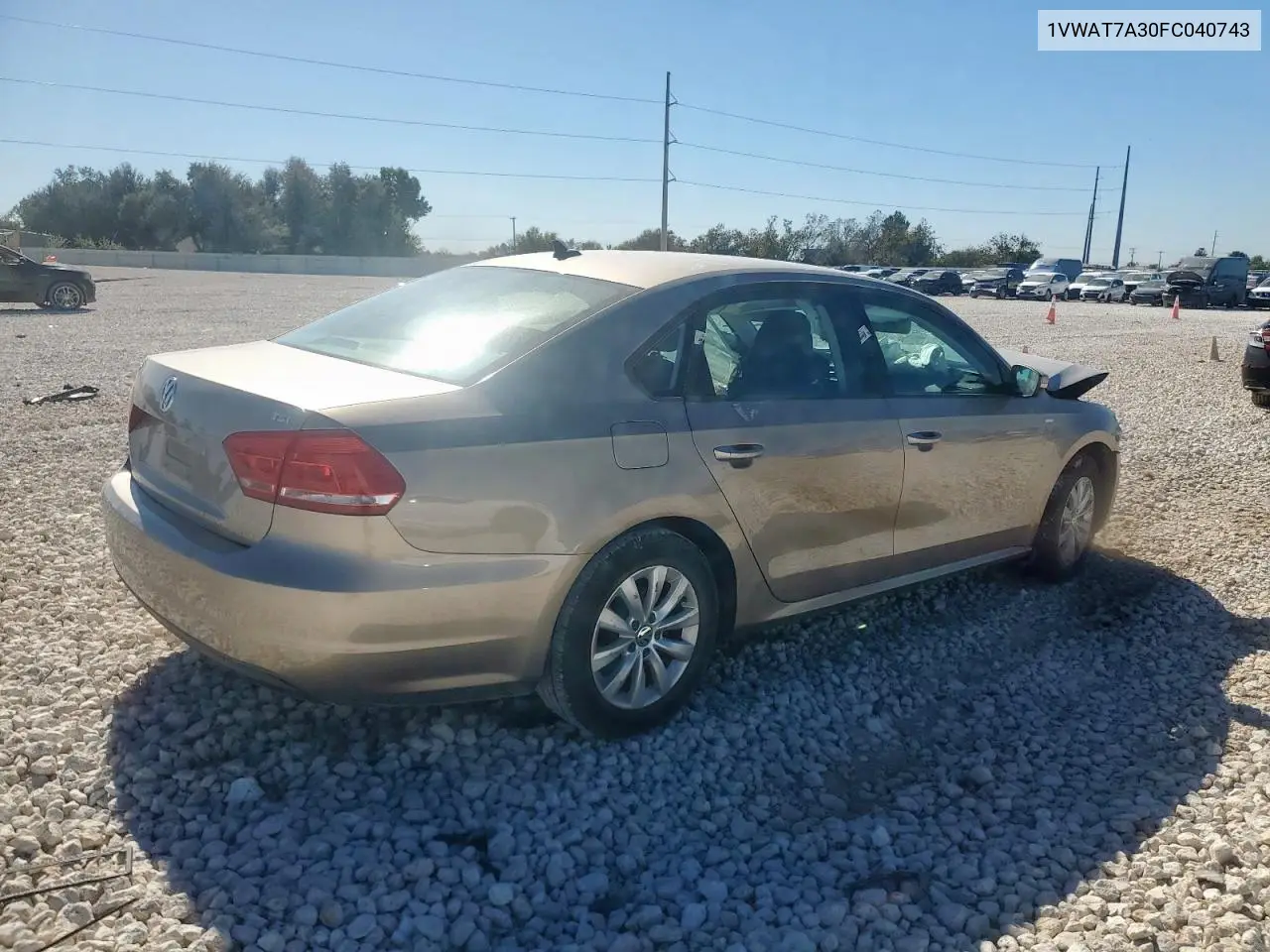 1VWAT7A30FC040743 2015 Volkswagen Passat S