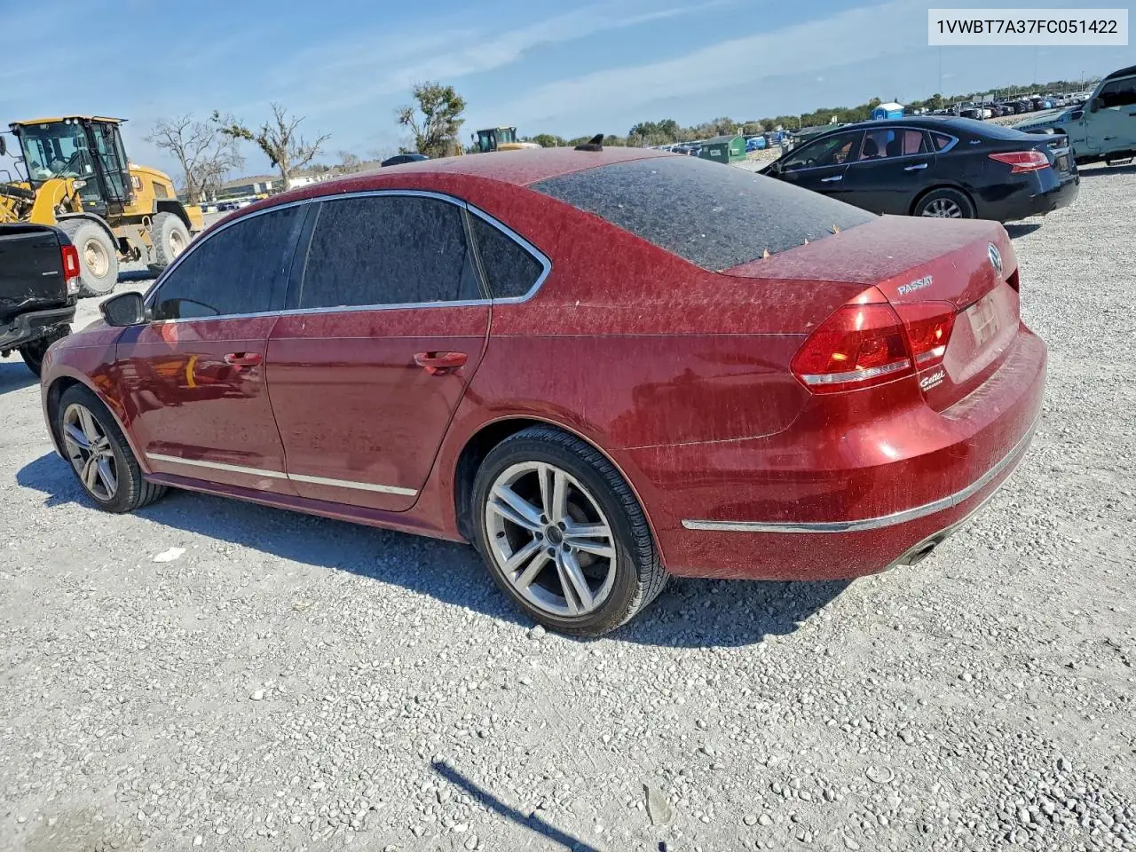 1VWBT7A37FC051422 2015 Volkswagen Passat Se