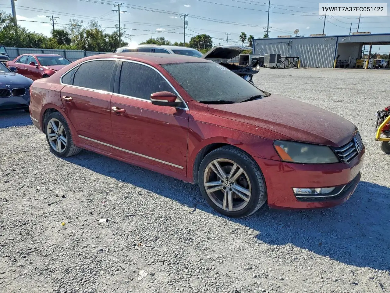 1VWBT7A37FC051422 2015 Volkswagen Passat Se
