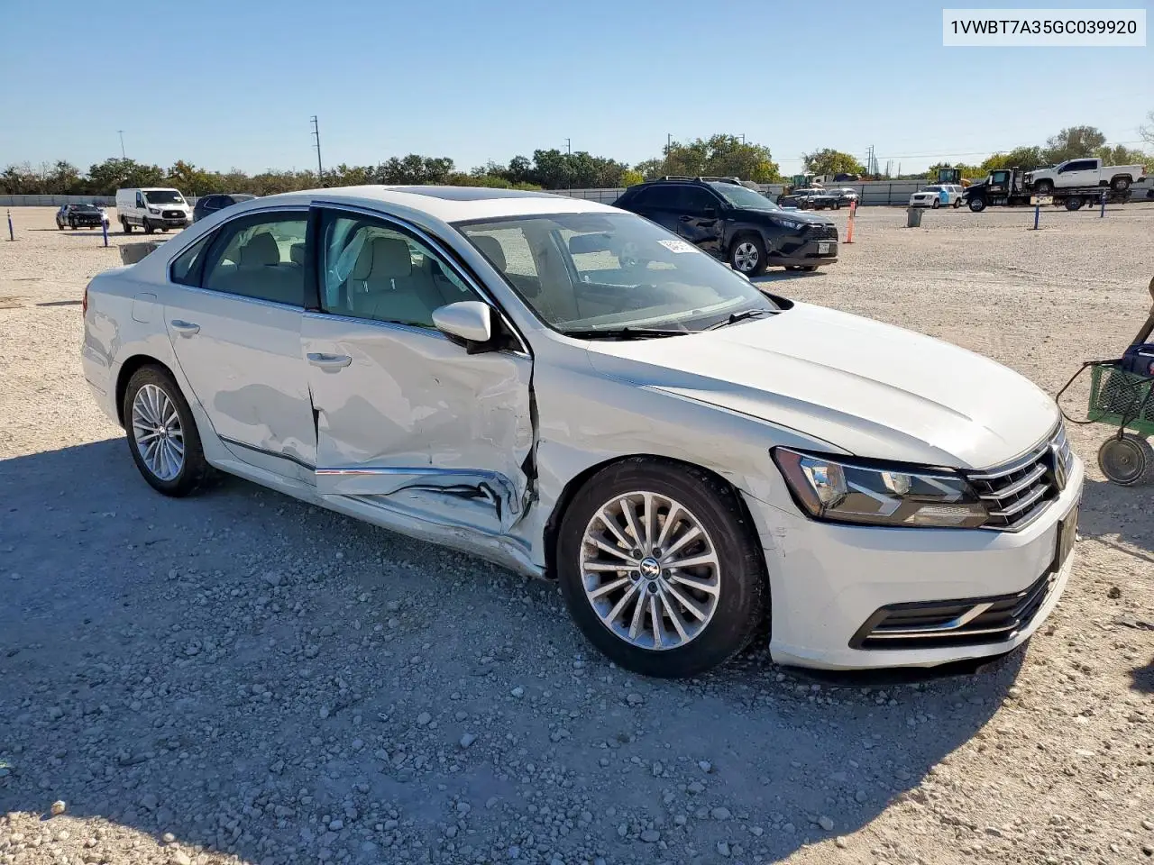 1VWBT7A35GC039920 2016 Volkswagen Passat Se
