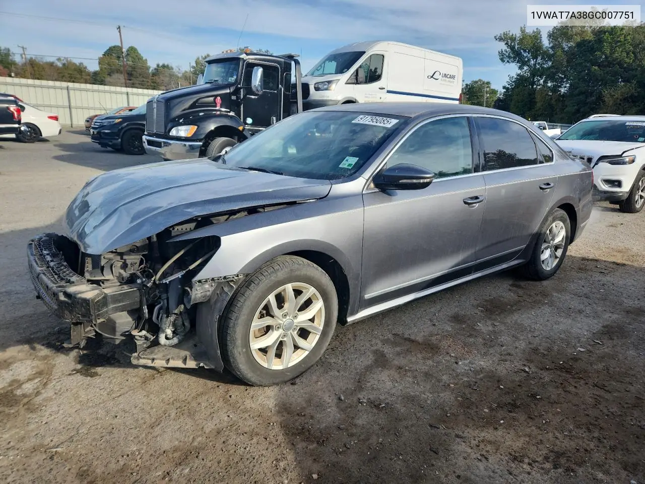 1VWAT7A38GC007751 2016 Volkswagen Passat S