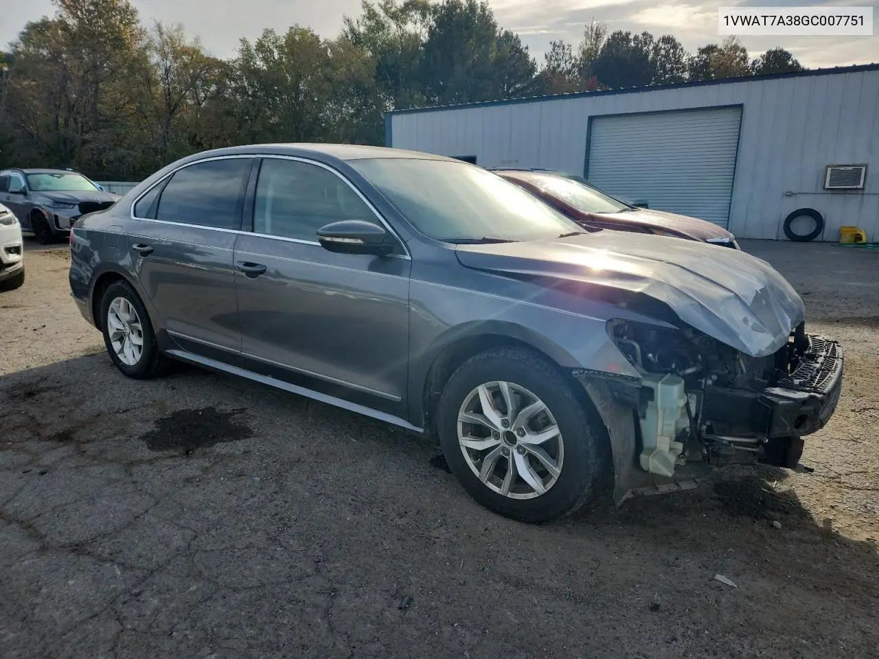 1VWAT7A38GC007751 2016 Volkswagen Passat S