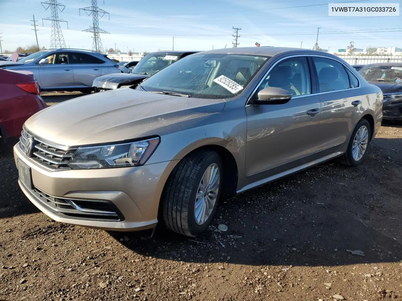 1VWBT7A31GC033726 2016 Volkswagen Passat Se