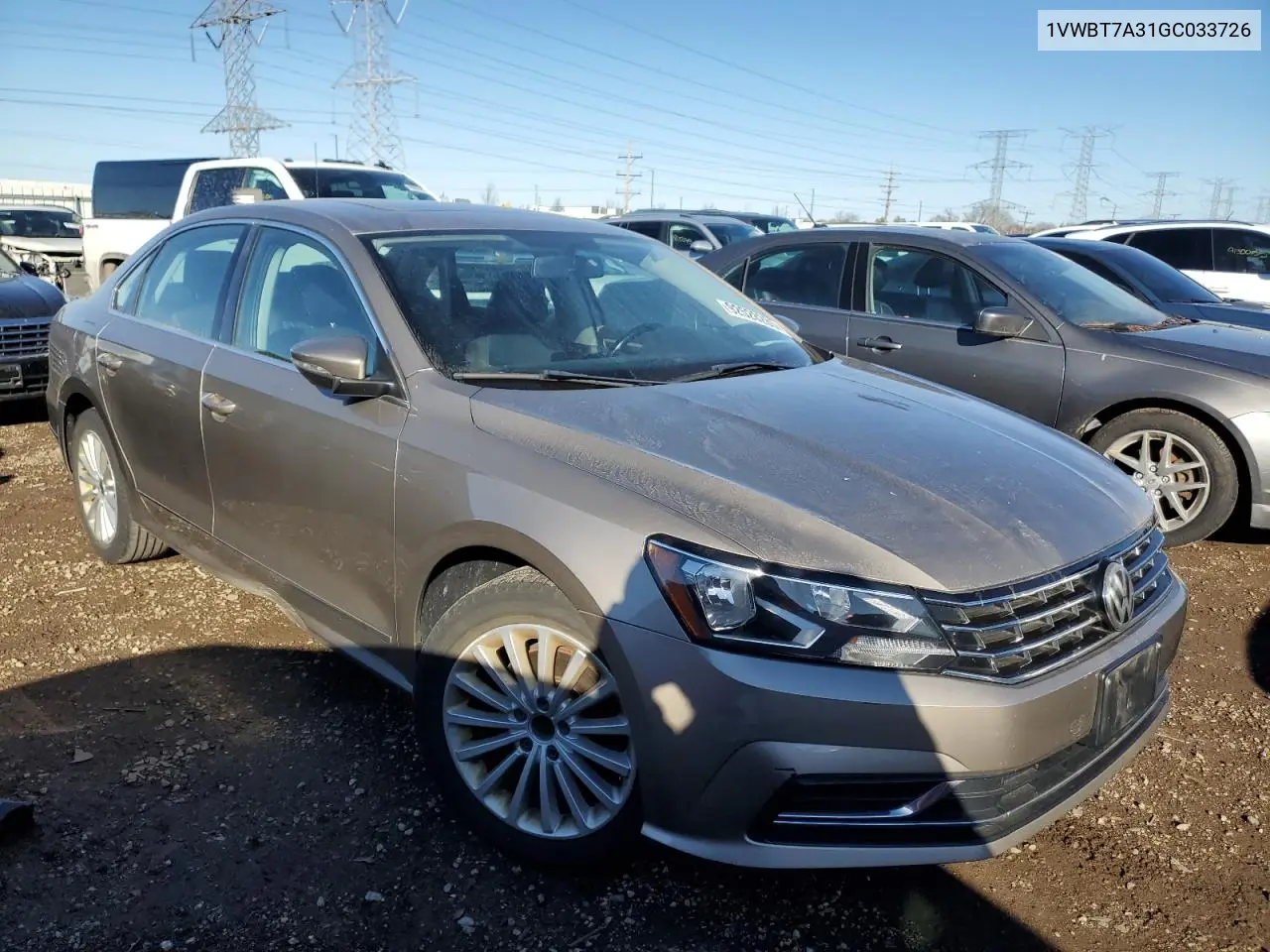 1VWBT7A31GC033726 2016 Volkswagen Passat Se