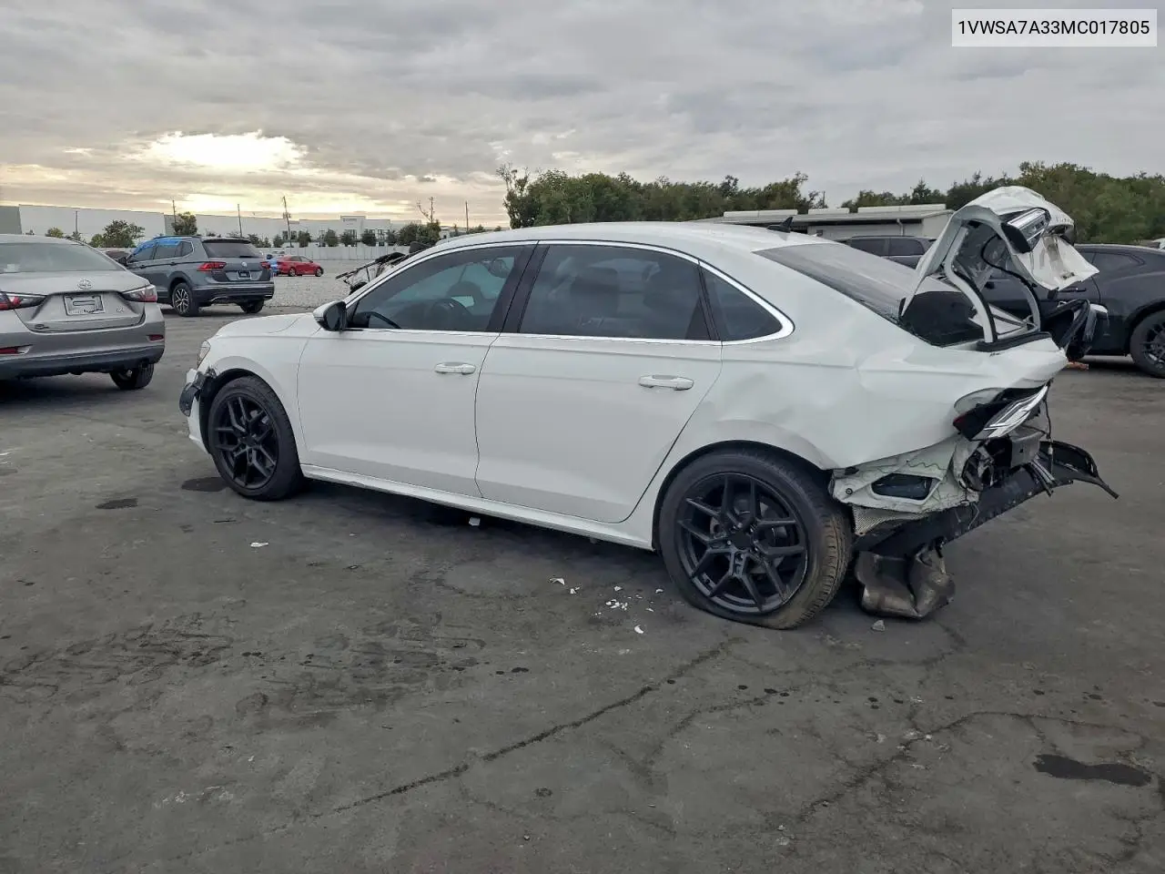 1VWSA7A33MC017805 2021 Volkswagen Passat Se