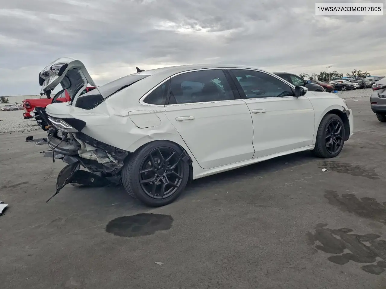 1VWSA7A33MC017805 2021 Volkswagen Passat Se