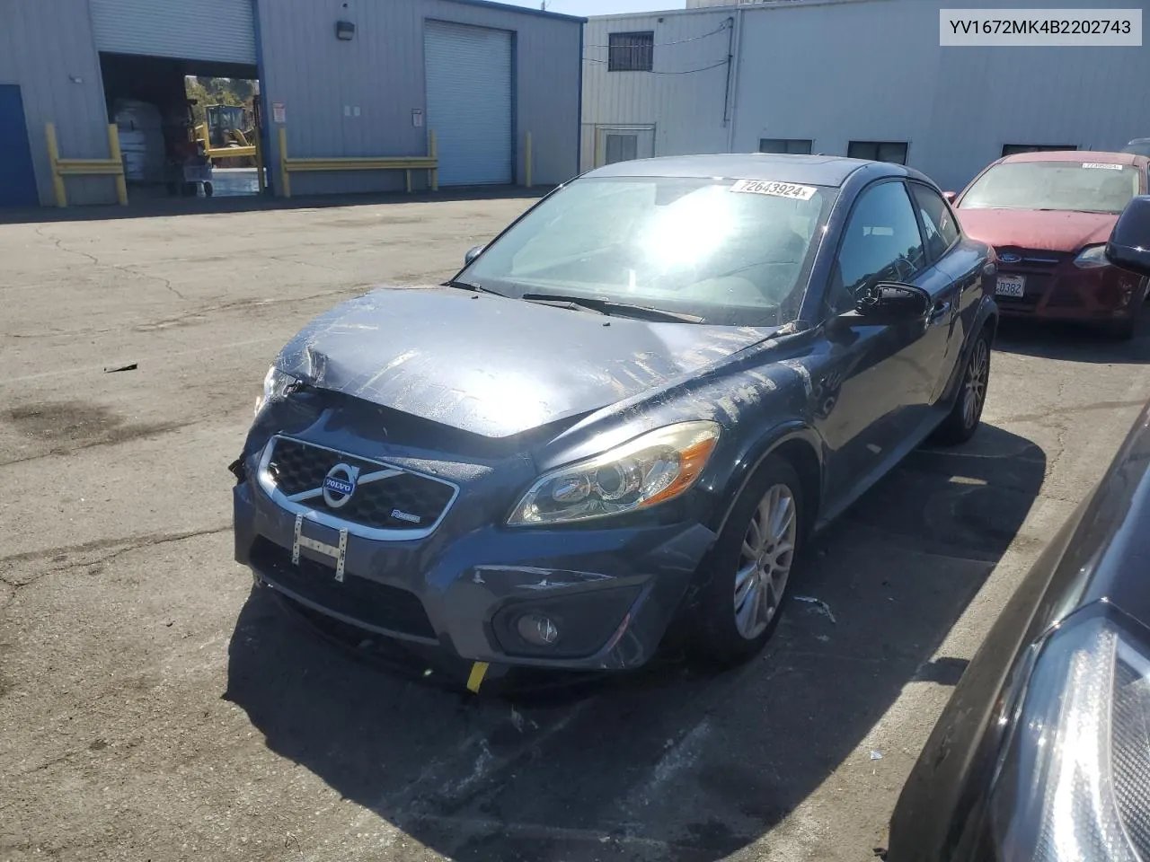 2011 Volvo C30 T5 VIN: YV1672MK4B2202743 Lot: 72643924