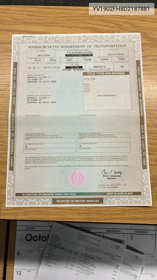 YV1902FH8D2187881 2013 Volvo S60 T6