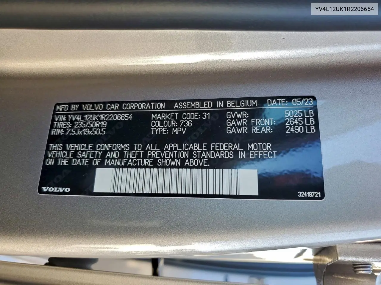 YV4L12UK1R2206654 2024 Volvo Xc40 Core