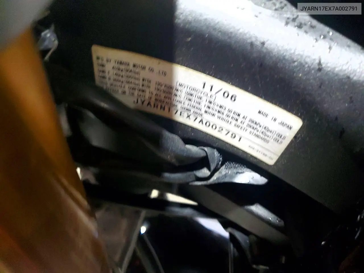2007 Yamaha Fz1 S VIN: JYARN17EX7A002791 Lot: 56505796