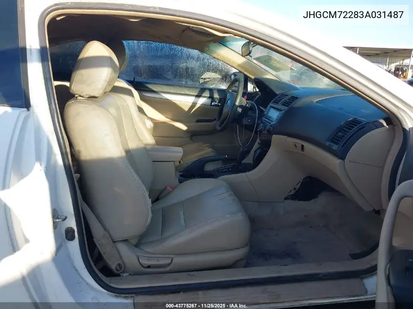 JHGCM72283A031487 2003 Hond Accord Coupe Lx Auto