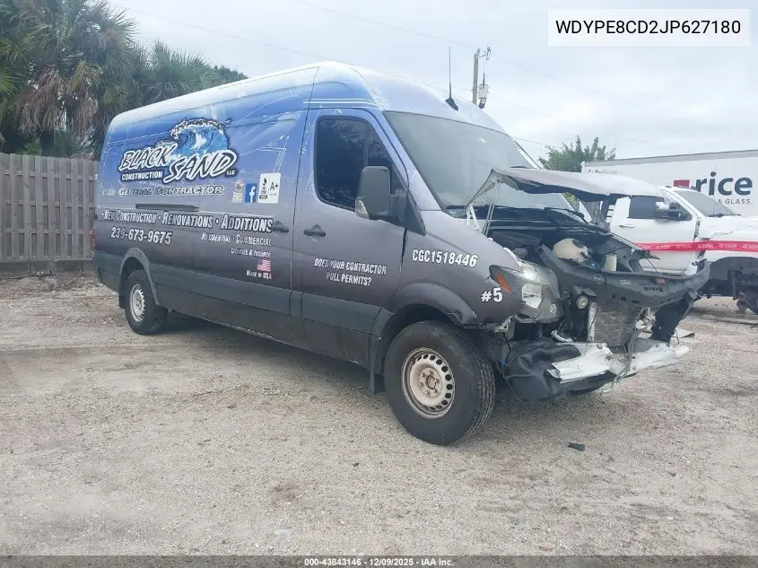 WDYPE8CD2JP627180 2018 Freightliner Sprinter 2500 High Roof V6