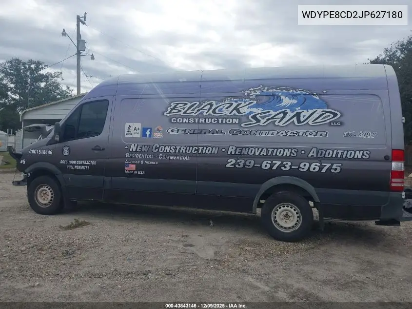WDYPE8CD2JP627180 2018 Freightliner Sprinter 2500 High Roof V6