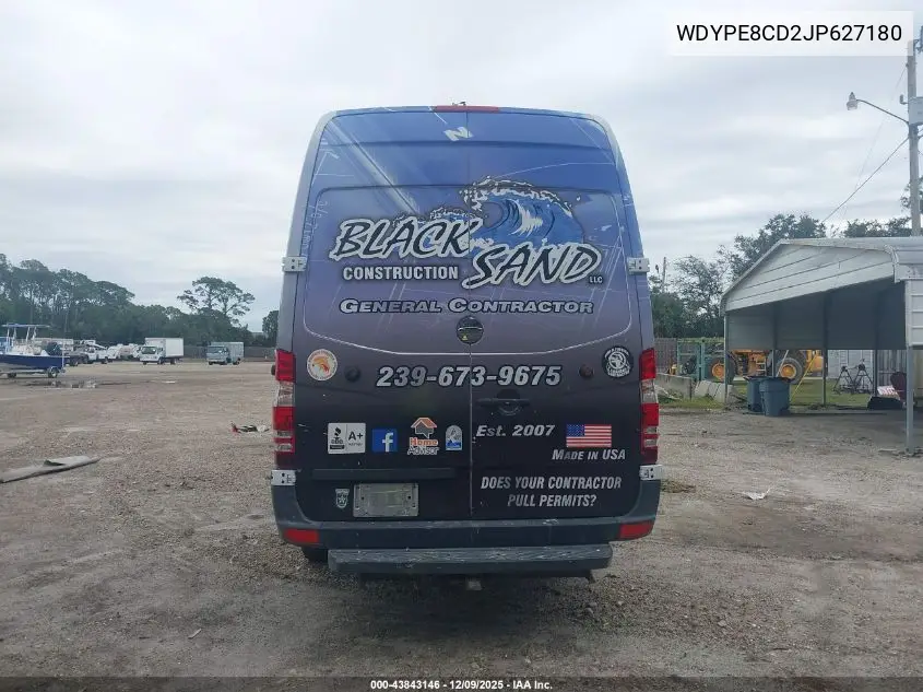 WDYPE8CD2JP627180 2018 Freightliner Sprinter 2500 High Roof V6