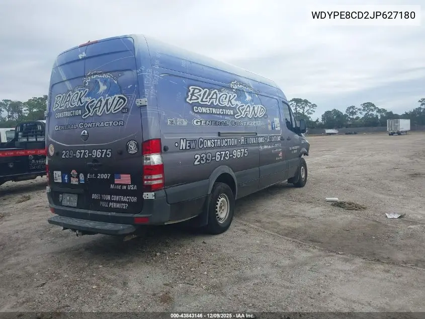 WDYPE8CD2JP627180 2018 Freightliner Sprinter 2500 High Roof V6