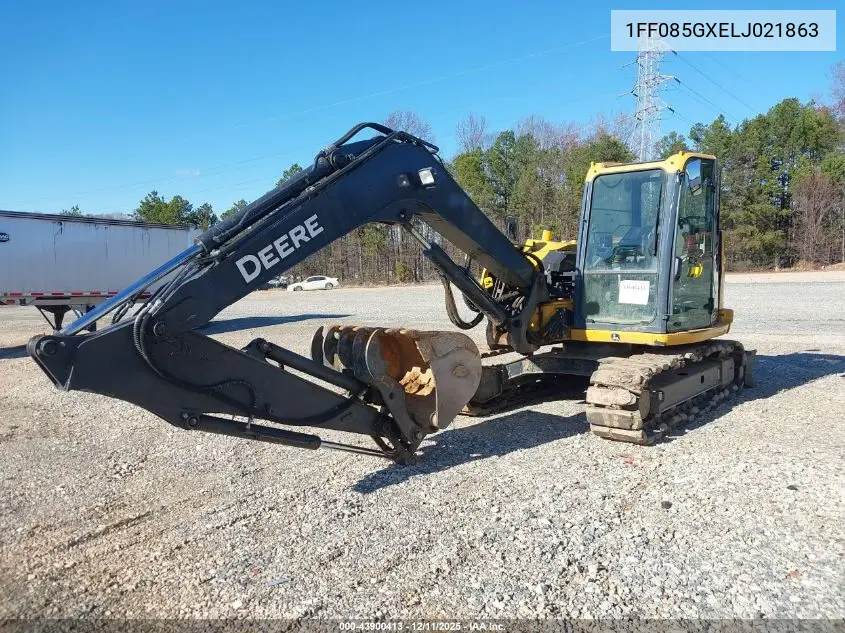2020 John Deere 85G Excavator VIN: 1FF085GXELJ021863 Lot: 43900413