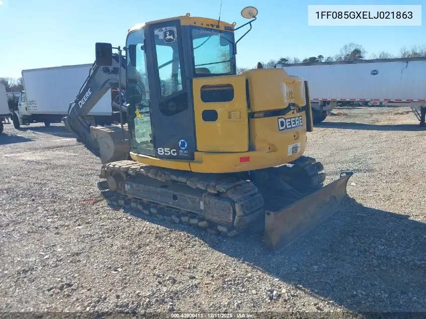 2020 John Deere 85G Excavator VIN: 1FF085GXELJ021863 Lot: 43900413