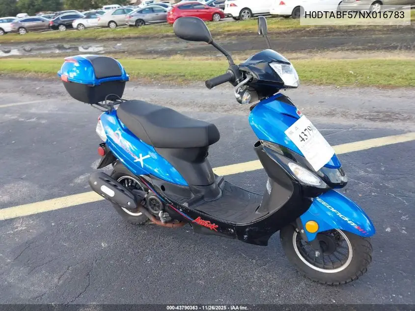 H0DTABF57NX016783 2022 Tazh Moped