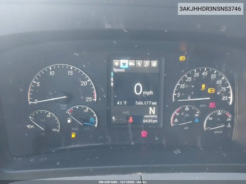 2022 Freightliner New Cascadia 126 VIN: 3AKJHHDR3NSNS3746 Lot: 43874260