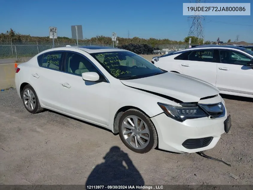 19UDE2F72JA800086 2018 Acura Ilx