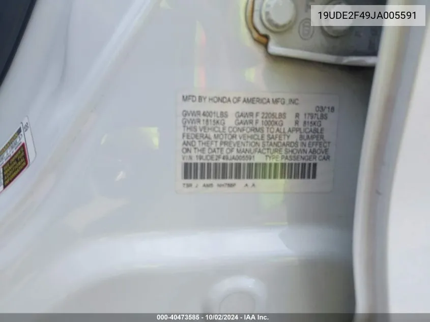 19UDE2F49JA005591 2018 Acura Ilx Special Edition