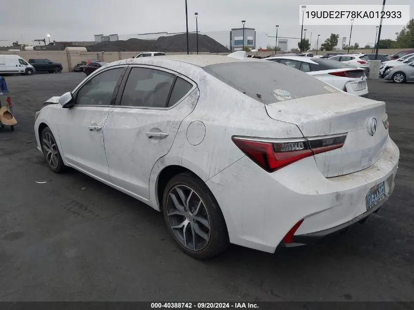 19UDE2F78KA012933 2019 Acura Ilx Premium Package/Technology Package