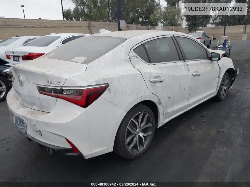 19UDE2F78KA012933 2019 Acura Ilx Premium Package/Technology Package