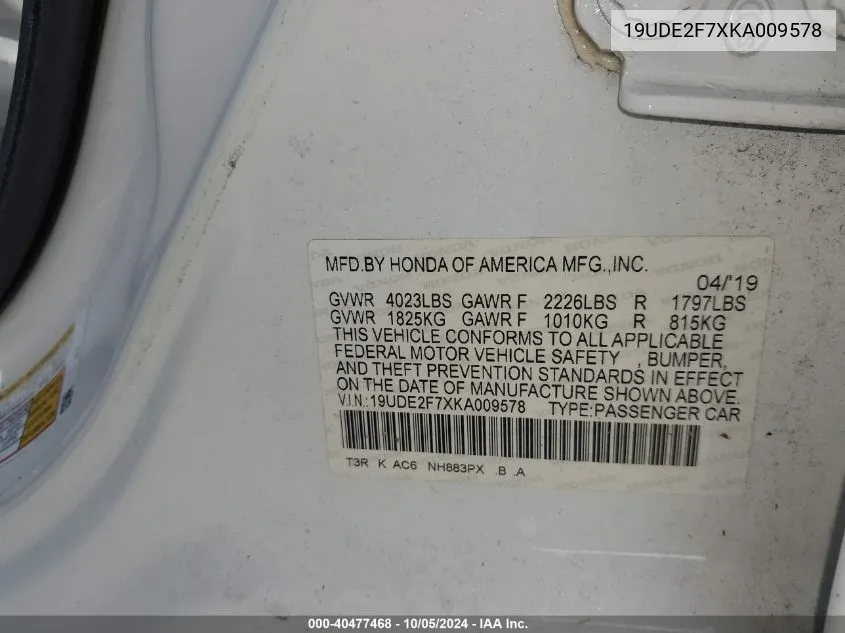 19UDE2F7XKA009578 2019 Acura Ilx Premium/Technology