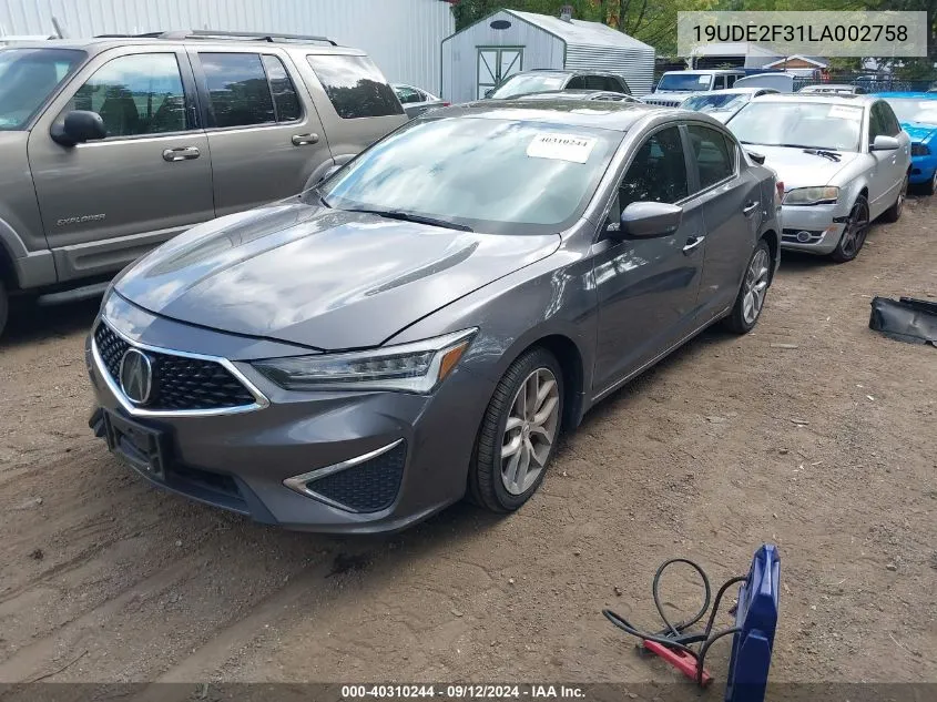 19UDE2F31LA002758 2020 Acura Ilx