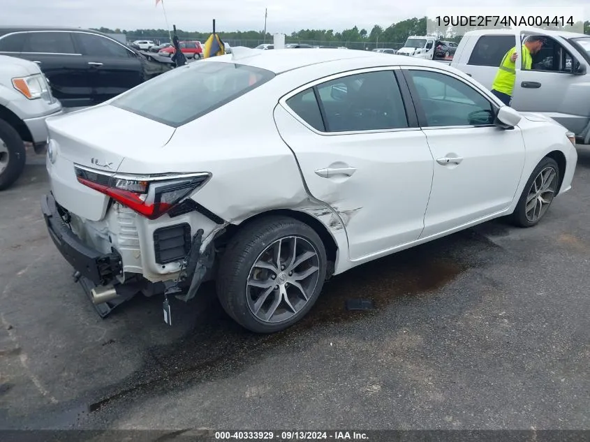 19UDE2F74NA004414 2022 Acura Ilx Premium Package