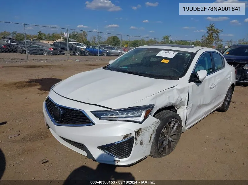 19UDE2F78NA001841 2022 Acura Ilx Premium Package