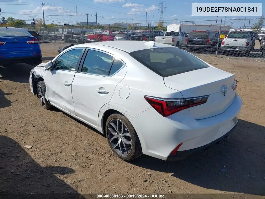 19UDE2F78NA001841 2022 Acura Ilx Premium Package