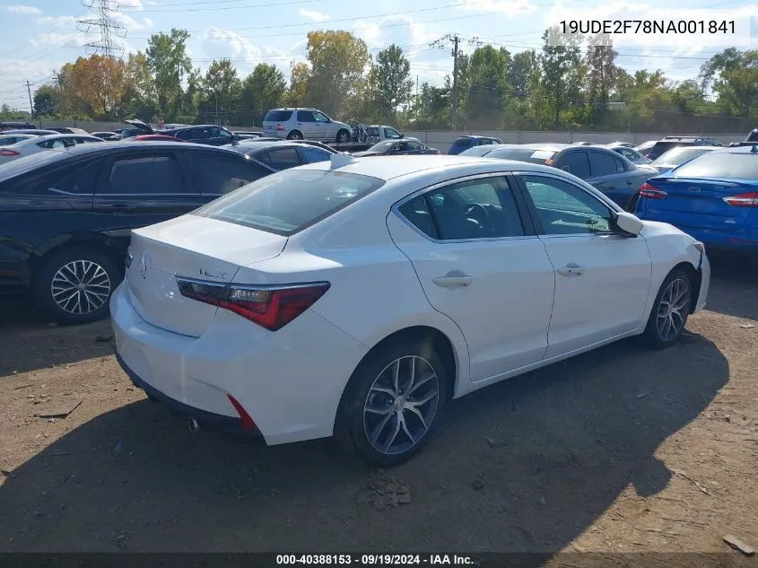 19UDE2F78NA001841 2022 Acura Ilx Premium Package