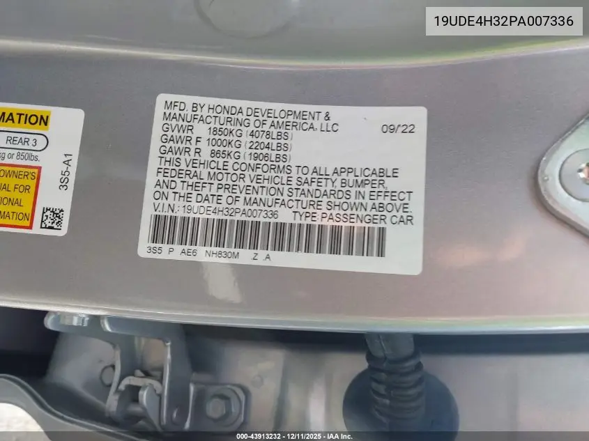 19UDE4H32PA007336 2023 Acura Integra A-Spec