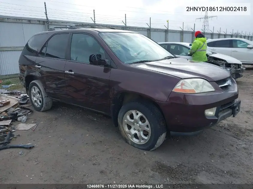 2HNYD18612H002418 2002 Acura Mdx Touring