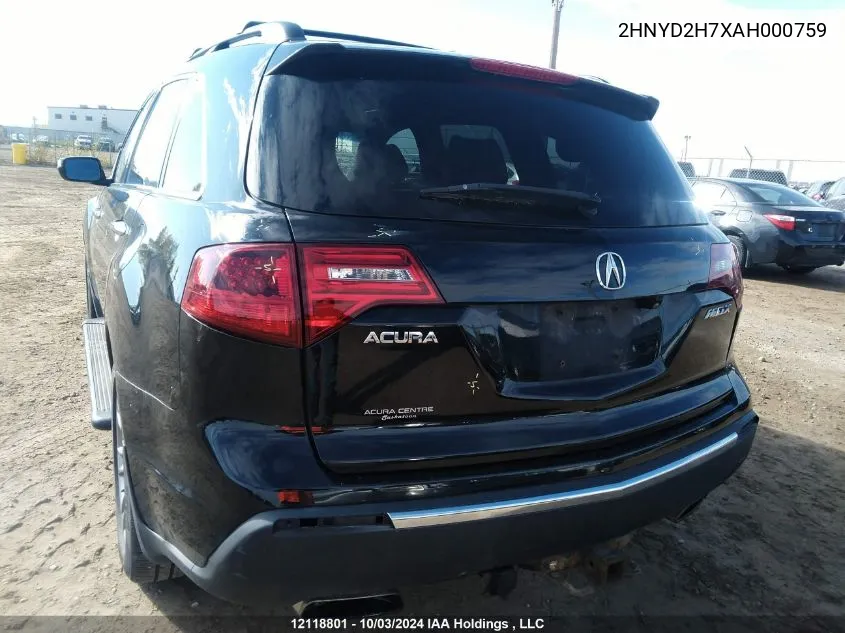 2HNYD2H7XAH000759 2010 Acura Mdx