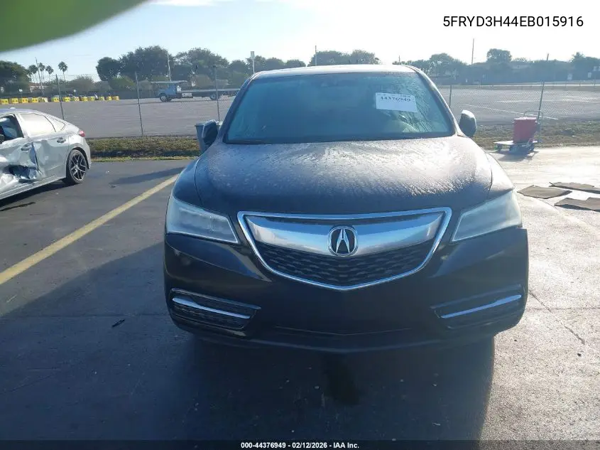 2014 Acura Mdx Technology Package VIN: 5FRYD3H44EB015916 Lot: 44376949