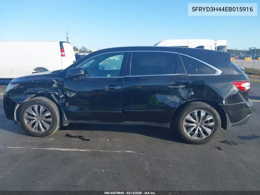 2014 Acura Mdx Technology Package VIN: 5FRYD3H44EB015916 Lot: 44376949