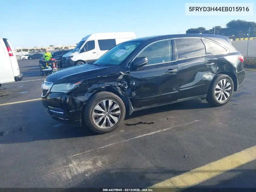 2014 Acura Mdx Technology Package VIN: 5FRYD3H44EB015916 Lot: 44376949