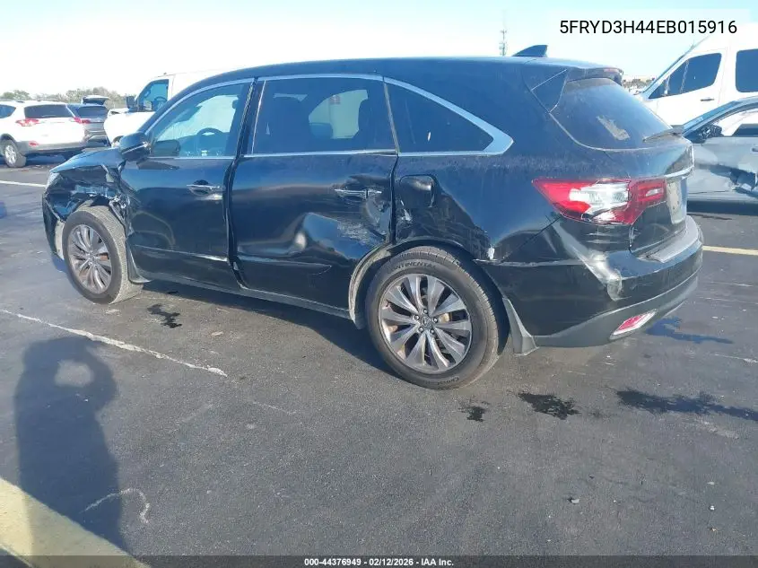 2014 Acura Mdx Technology Package VIN: 5FRYD3H44EB015916 Lot: 44376949