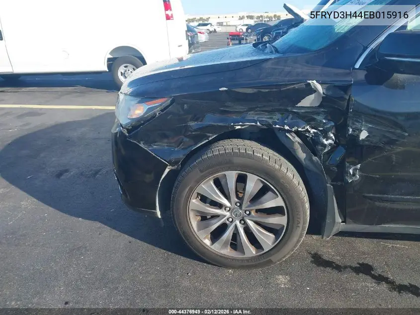 2014 Acura Mdx Technology Package VIN: 5FRYD3H44EB015916 Lot: 44376949