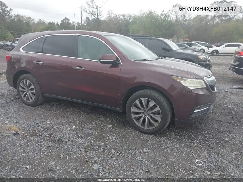 5FRYD3H4XFB012147 2015 Acura Mdx Technology Package