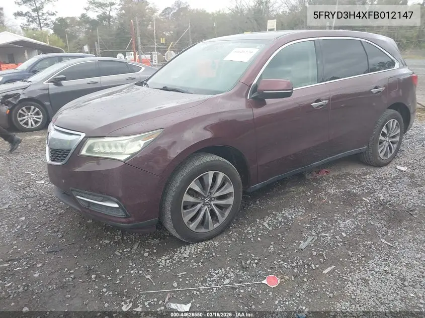 5FRYD3H4XFB012147 2015 Acura Mdx Technology Package