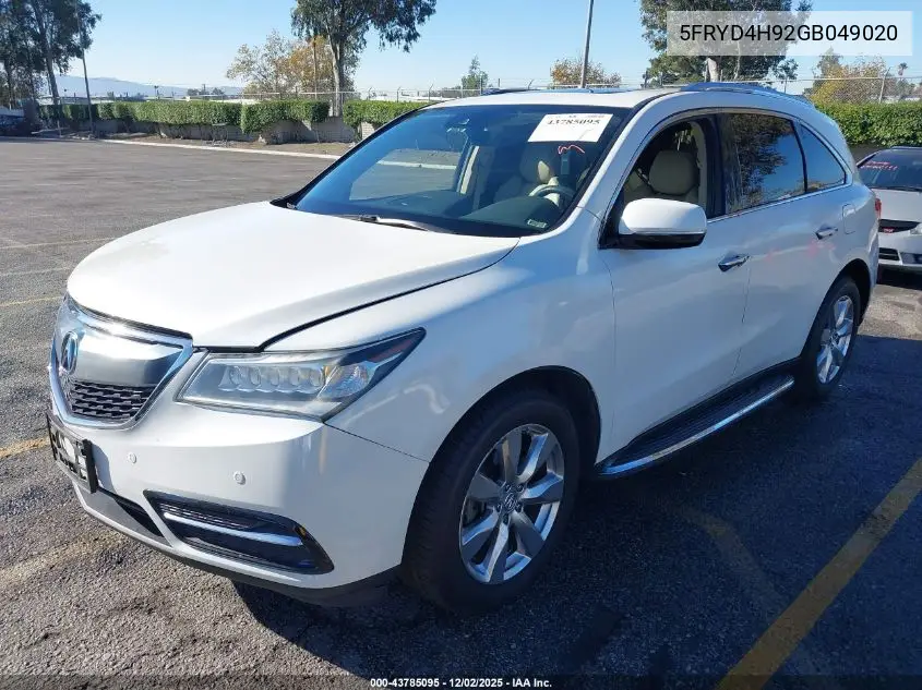 5FRYD4H92GB049020 2016 Acura Mdx Advance Entertainment Packages/Advance Package