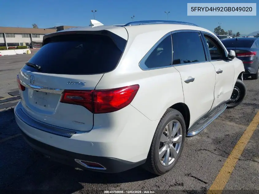 5FRYD4H92GB049020 2016 Acura Mdx Advance Entertainment Packages/Advance Package