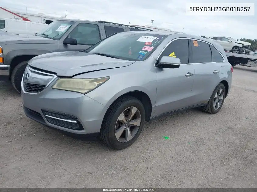 5FRYD3H23GB018257 2016 Acura Mdx Acurawatch Plus Package