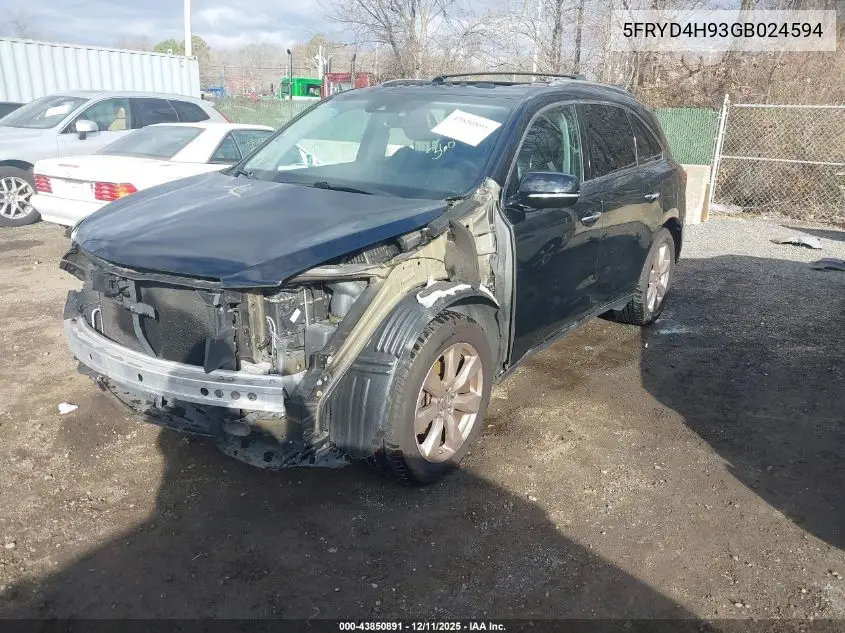 5FRYD4H93GB024594 2016 Acura Mdx Advance Entertainment Packages/Advance Package