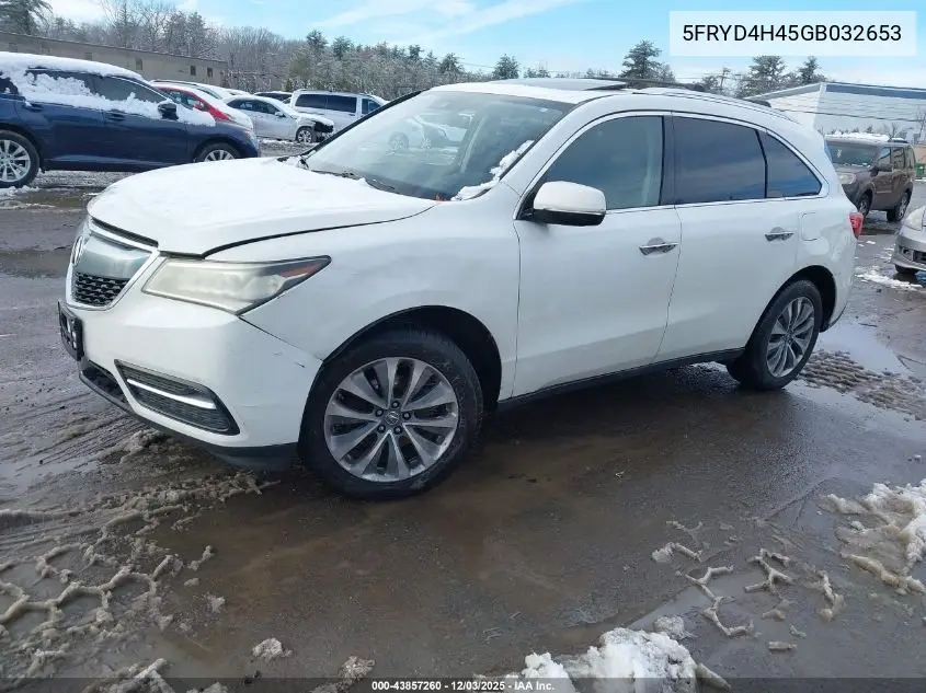 5FRYD4H45GB032653 2016 Acura Mdx Technology Acurawatch Plus Packages/Technology Package