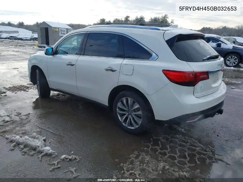 5FRYD4H45GB032653 2016 Acura Mdx Technology Acurawatch Plus Packages/Technology Package
